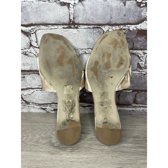 Saks Fifth Avenue White Tan Patent Leather Slides Open Toe Flats Sandals Women 9 - Picture 14 of 16